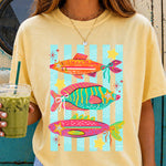 3 Fish Star Eyes Striped DTF Transfer DTF Heat Press Transfer from Sweet Tee Transfers
