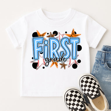 Blue First Grade Sports DTF Transfer DTF Heat Press Transfer from Sweet Tee Transfers