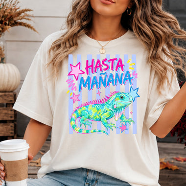 Hasta Mañana Striped Iguana DTF Transfer DTF Heat Press Transfer from Sweet Tee Transfers