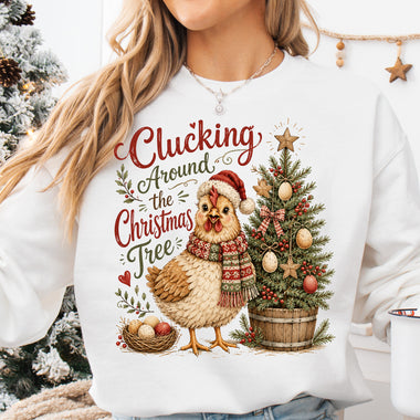 Clucking Around the Christmas Tree DTF Transfer DTF Heat Press Transfer from Sweet Tee Transfers