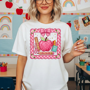 Pink Teacher Frame DTF Transfer DTF Heat Press Transfer from Sweet Tee Transfers