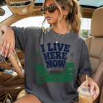 I Live Here Now Soccer Blue DTF Transfer DTF Heat Press Transfer from Sweet Tee Transfers