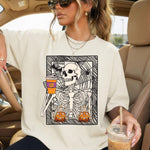 Skeleton Pumpkin Spice Coffee Halloween DTF Transfer DTF Heat Press Transfer from Sweet Tee Transfers