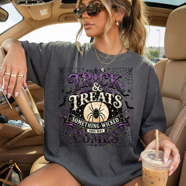 Trick and Treats Something Wicked This Way Comes DTF Transfer DTF Heat Press Transfer from Sweet Tee Transfers