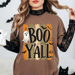 Boo Y'all Striped with Ghost DTF Transfer DTF Heat Press Transfer from Sweet Tee Transfers