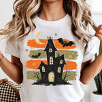 Retro Brushstroke Haunted House DTF Transfer DTF Heat Press Transfer from Sweet Tee Transfers