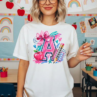 Preppy A and Apple DTF Transfer DTF Heat Press Transfer from Sweet Tee Transfers