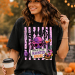 Spooky Spider with Heart Glasses Striped DTF Transfer DTF Heat Press Transfer from Sweet Tee Transfers