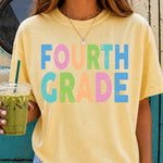Back to School Pastel Bold Letters Fourth Grade DTF Transfer DTF Heat Press Transfer from Sweet Tee Transfers