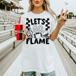 Let's Go Flames School Mascot DTF Transfer DTF Heat Press Transfer from Sweet Tee Transfers