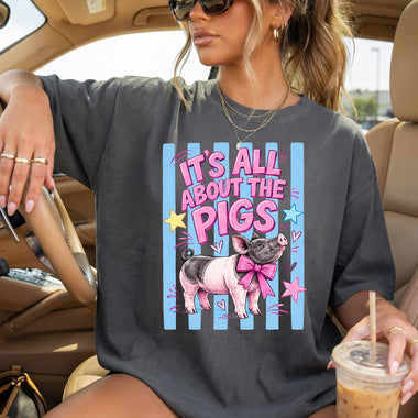 It's All About the Pigs Striped DTF Transfer DTF Heat Press Transfer from Sweet Tee Transfers