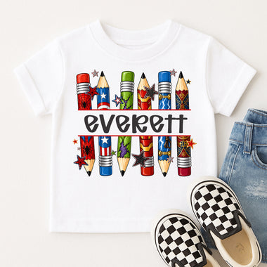 Custom Super Heroes Pencils DTF Transfer DTF Heat Press Transfer from Sweet Tee Transfers