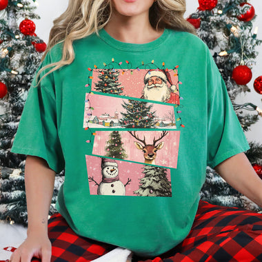 Vintage Pink Christmas Grunge DTF Transfer DTF Heat Press Transfer from Sweet Tee Transfers