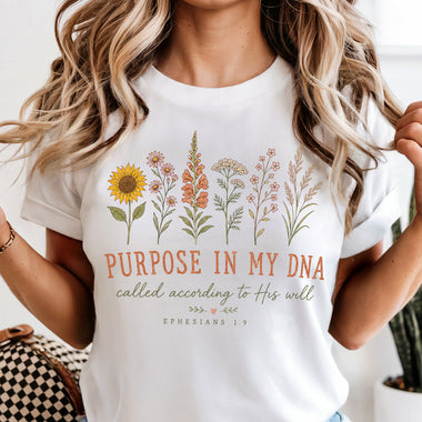 Purpose in My DNA Called According to His Will Ephesians 1:9 Wildflower DTF Transfer DTF Heat Press Transfer from Sweet Tee Transfers