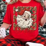Merry Christmas Stacked Leopard Santa DTF Transfer DTF Heat Press Transfer from Sweet Tee Transfers