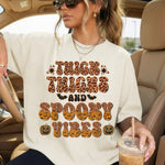 Thick Thighs Spooky Vibes Distressed DTF Transfer DTF Heat Press Transfer from Sweet Tee Transfers