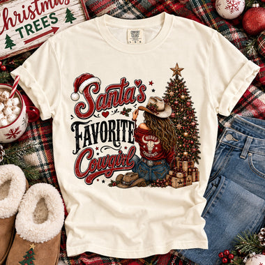 Santa's Favorite Cowgirl DTF Transfer DTF Heat Press Transfer from Sweet Tee Transfers