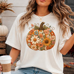 Faux Embroidery Floral Pumpkin DTF Transfer DTF Heat Press Transfer from Sweet Tee Transfers