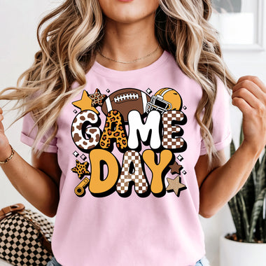 Game Day Checkered Football DTF Transfer DTF Heat Press Transfer from Sweet Tee Transfers