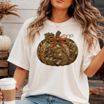 Camo Pumpkin Faux Embroidery DTF Transfer DTF Heat Press Transfer from Sweet Tee Transfers