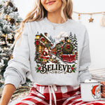 Vintage Santa Christmas Train Station Believe DTF Transfer DTF Heat Press Transfer from Sweet Tee Transfers