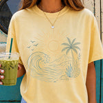 Sunrise Wave Lineart DTF Transfer DTF Heat Press Transfer from Sweet Tee Transfers