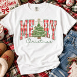 Merry Christmas Tree Red Gingham DTF Transfer DTF Heat Press Transfer from Sweet Tee Transfers