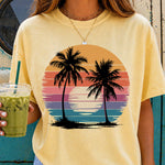 Retro Beach Palm Tree Sunset DTF Transfer DTF Heat Press Transfer from Sweet Tee Transfers