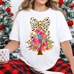 Colorful Christmas Tree With Polka Dot Bow DTF Transfer DTF Heat Press Transfer from Sweet Tee Transfers