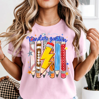 Kindergarten Pencil Lightning Bolt DTF Transfer DTF Heat Press Transfer from Sweet Tee Transfers