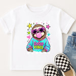 Preppy Animals Sloth Good Vibes DTF Transfer DTF Heat Press Transfer from Sweet Tee Transfers