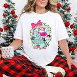 Pink Christmas Santa Frame DTF Transfer DTF Heat Press Transfer from Sweet Tee Transfers