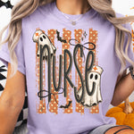 Halloween Ghost Nurse Striped Dark DTF Transfer DTF Heat Press Transfer from Sweet Tee Transfers