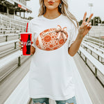 Orange Floral Football DTF Transfer – Coquette DTF Heat Press Transfer from Sweet Tee Transfers