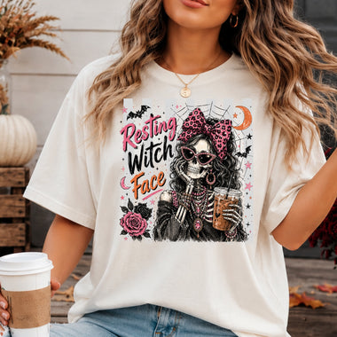 Resting Witch Face Striped DTF Transfer DTF Heat Press Transfer from Sweet Tee Transfers