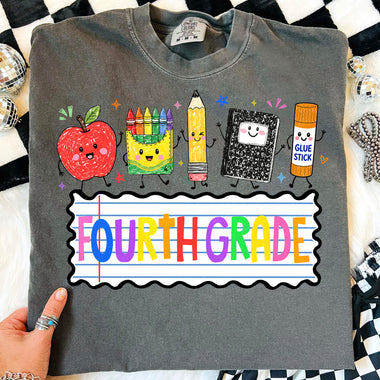 School Supplies Fourth Grade DTF Transfer DTF Heat Press Transfer from Sweet Tee Transfers