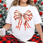 Striped Christmas Bow DTF Heat Press Transfer from Sweet Tee Transfers