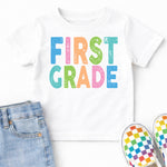 Back to School Pastel Bold Letters First Grade DTF Transfer DTF Heat Press Transfer from Sweet Tee Transfers
