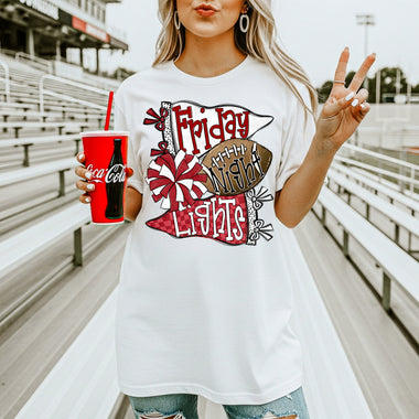 Friday Night Lights Red and White DTF Transfer DTF Heat Press Transfer from Sweet Tee Transfers