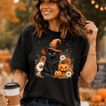 Halloween Black Cat Witch Hat Floral Pumpkin DTF Transfer DTF Heat Press Transfer from Sweet Tee Transfers
