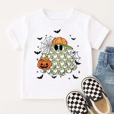 Boy Ghost with Hat and Pumpkin DTF Transfer DTF Heat Press Transfer from Sweet Tee Transfers