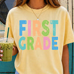 Back to School Pastel Bold Letters First Grade DTF Transfer DTF Heat Press Transfer from Sweet Tee Transfers