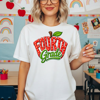 Apple Fourth Grade DTF Transfer DTF Heat Press Transfer from Sweet Tee Transfers