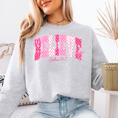 Believe Pink Bows DTF Transfer DTF Heat Press Transfer from Sweet Tee Transfers