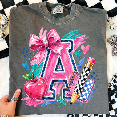 Preppy A and Apple DTF Transfer DTF Heat Press Transfer from Sweet Tee Transfers