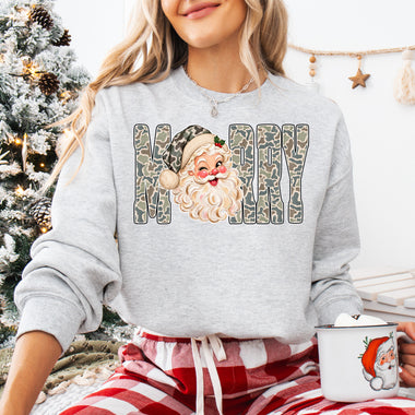 Merry Camo Santa DTF Transfer DTF Heat Press Transfer from Sweet Tee Transfers