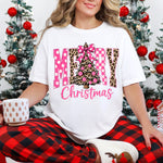 Merry Christmas Pink Cheetah DTF Transfer DTF Heat Press Transfer from Sweet Tee Transfers