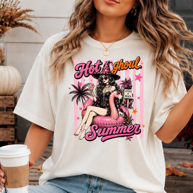 Hot Ghoul Summer Witch Flamingo Striped DTF Transfer DTF Heat Press Transfer from Sweet Tee Transfers