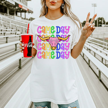 Longhorns School Mascot DTF Transfer – Game Day DTF Heat Press Transfer from Sweet Tee Transfers