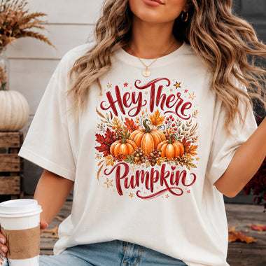 Hey There Pumpkin with Pumpkins DTF Transfer DTF Heat Press Transfer from Sweet Tee Transfers